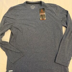 Free Country Men's Long Sleeve Crewneck in Heather Navy